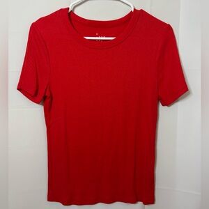 A New Day Bright Red Ribbed Tee